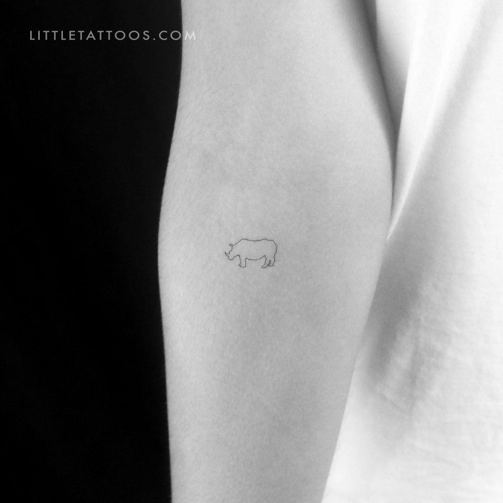 Tatuaje temporal de rinoceronte de línea fina - Juego de 3