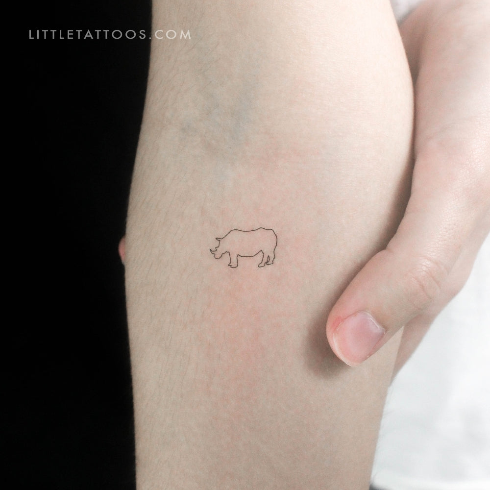 Tatuaje temporal de rinoceronte de línea fina - Juego de 3