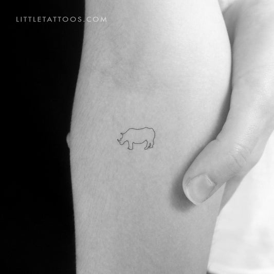 Fine Line Rhino Temporary Tattoo - Set of 3