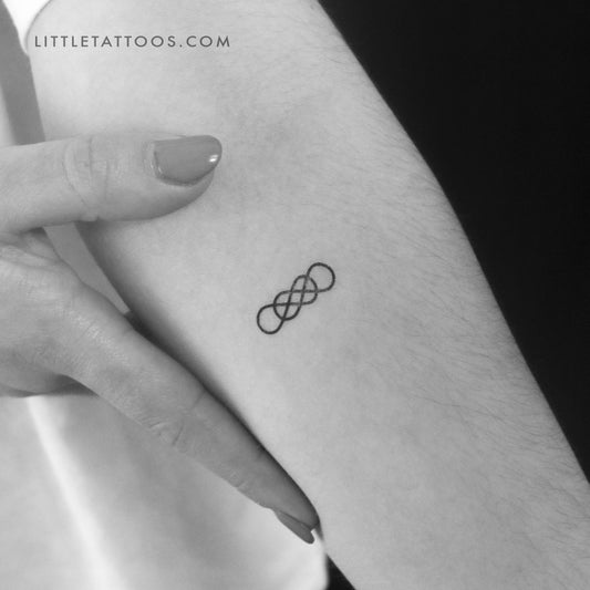 Tatuaje temporal de doble infinito entrelazado (juego de 3)