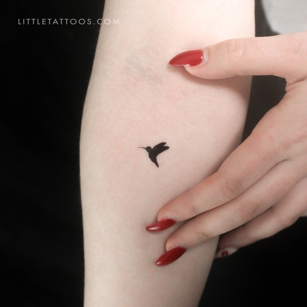 Blackwork Hummingbird Temporary Tattoo - Set of 3