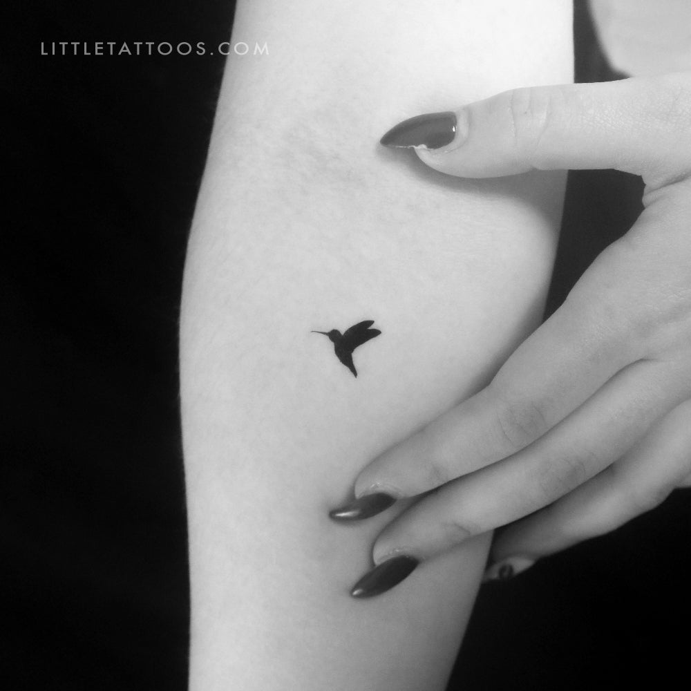 Blackwork Hummingbird Temporary Tattoo - Set of 3