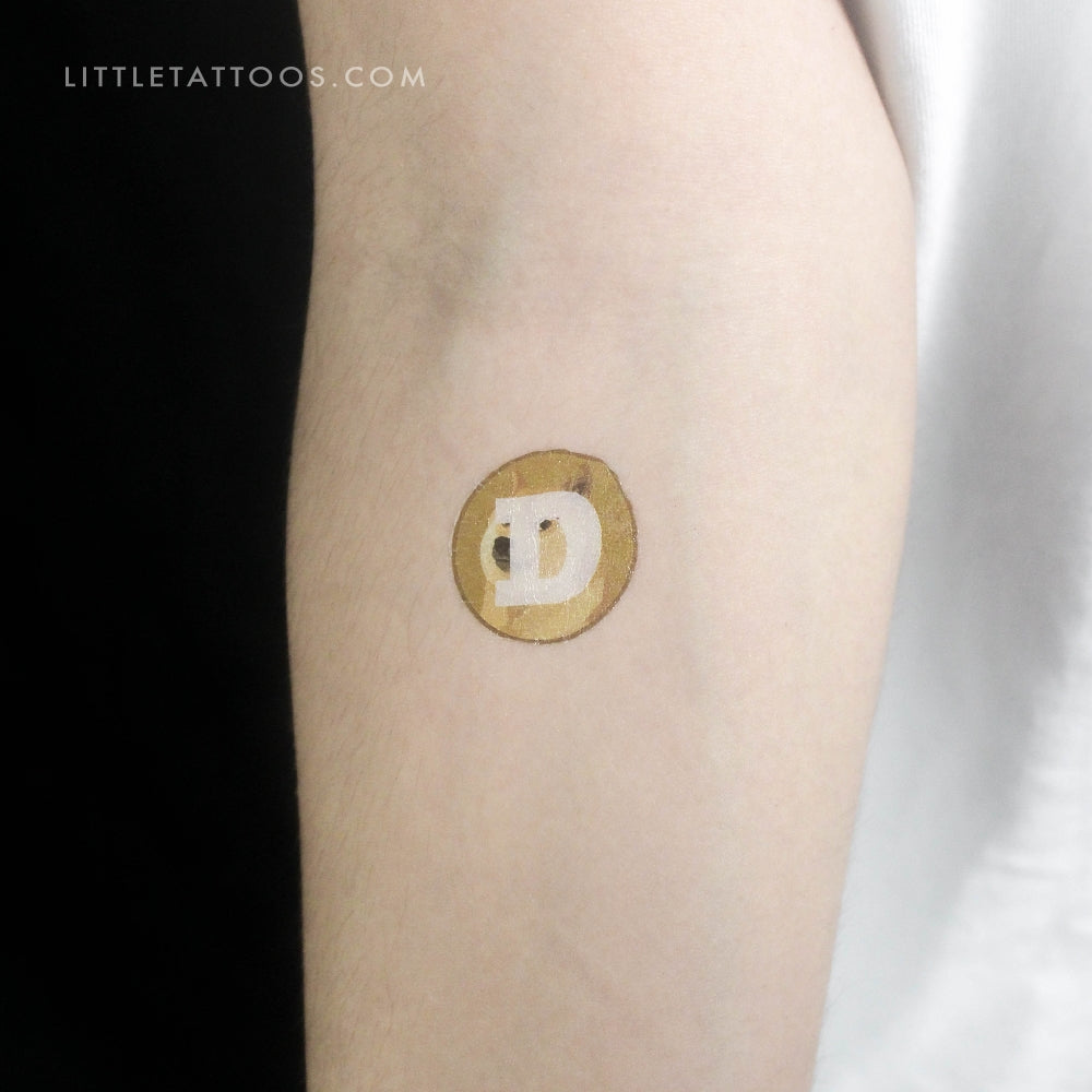 Dogecoin Logo Temporary Tattoo - Set of 3