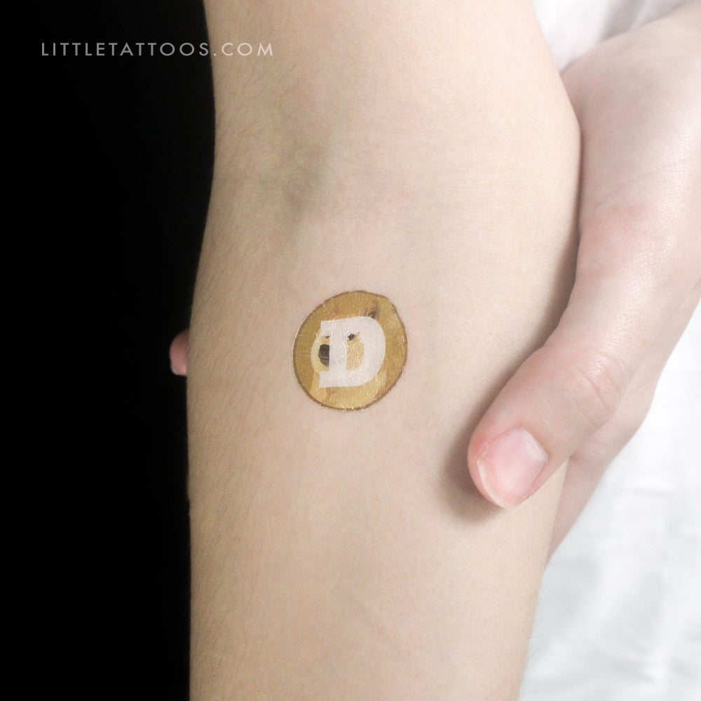 Dogecoin Logo Temporary Tattoo - Set of 3