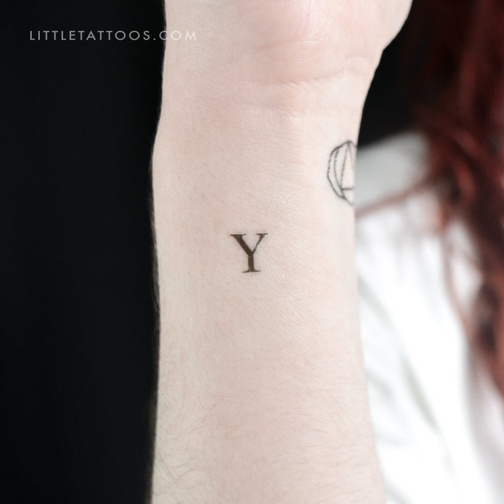 Y Uppercase Serif Letter Temporary Tattoo - Set of 3
