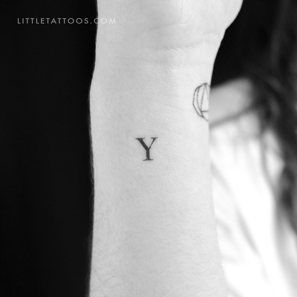 Y Uppercase Serif Letter Temporary Tattoo - Set of 3