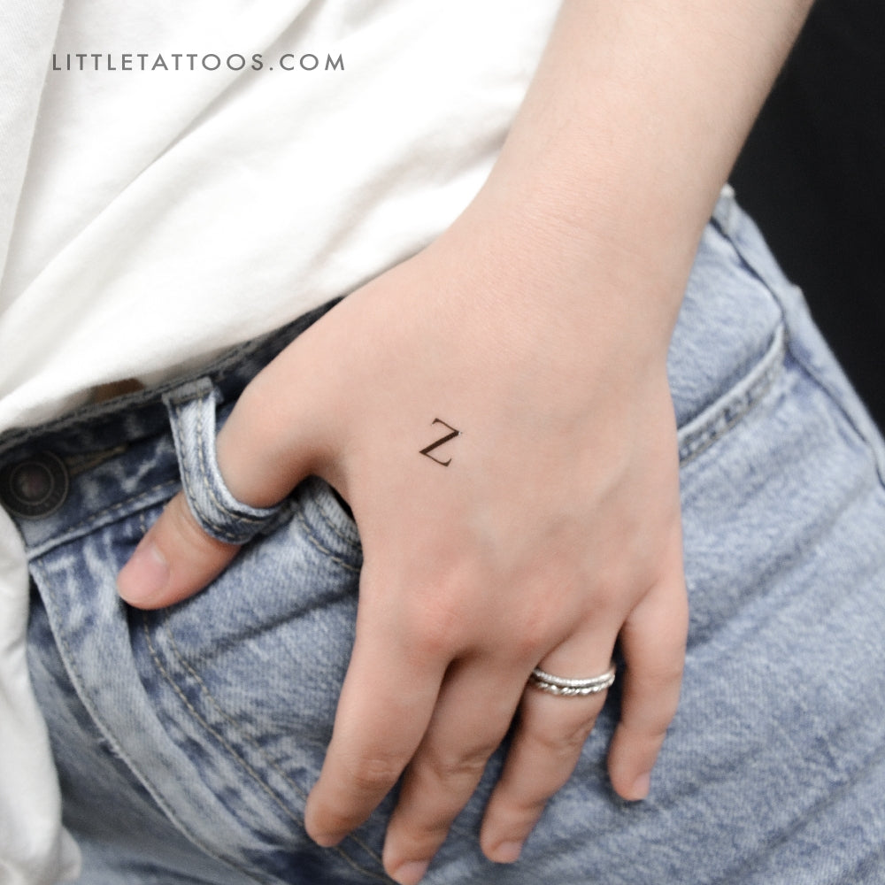 Z Uppercase Serif Letter Temporary Tattoo - Set of 3