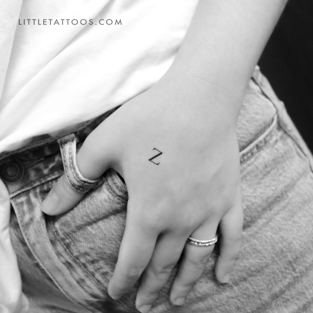 Z Uppercase Serif Letter Temporary Tattoo - Set of 3
