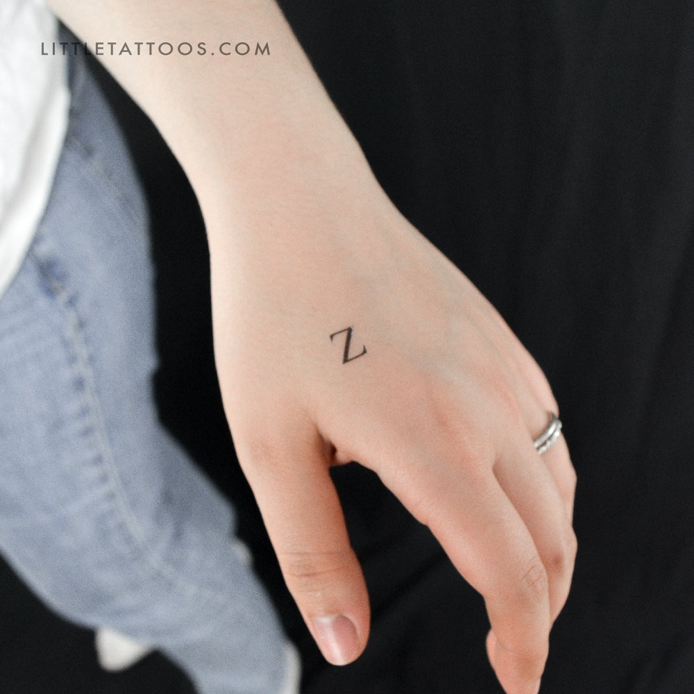 Z Uppercase Serif Letter Temporary Tattoo - Set of 3