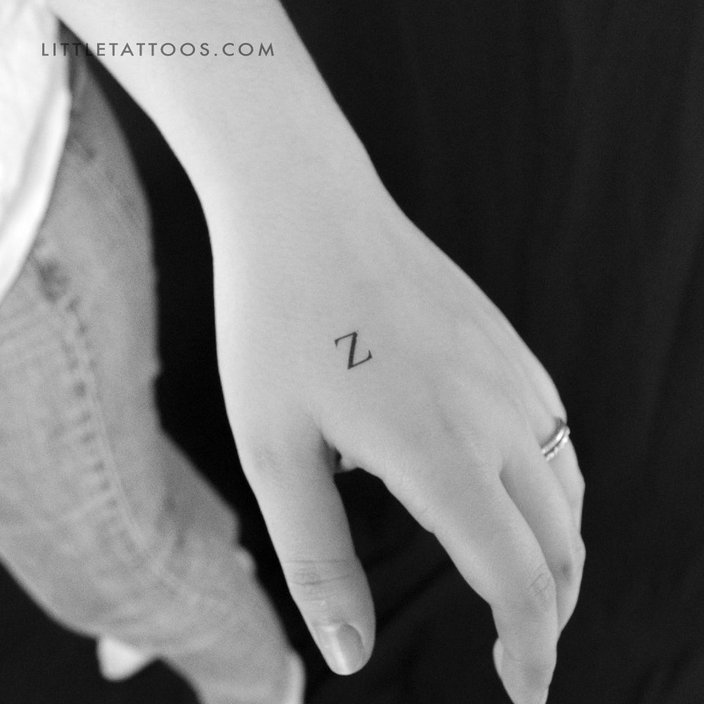 Z Uppercase Serif Letter Temporary Tattoo - Set of 3