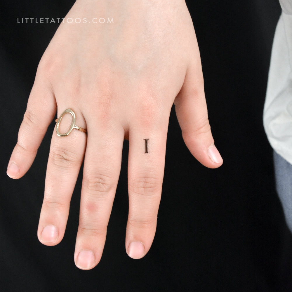 I Uppercase Serif Letter Temporary Tattoo - Set of 3