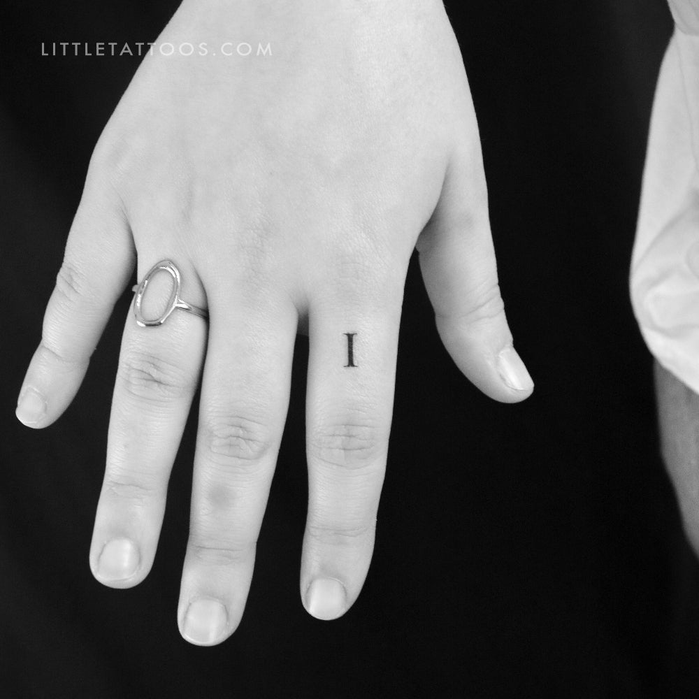 I Uppercase Serif Letter Temporary Tattoo - Set of 3