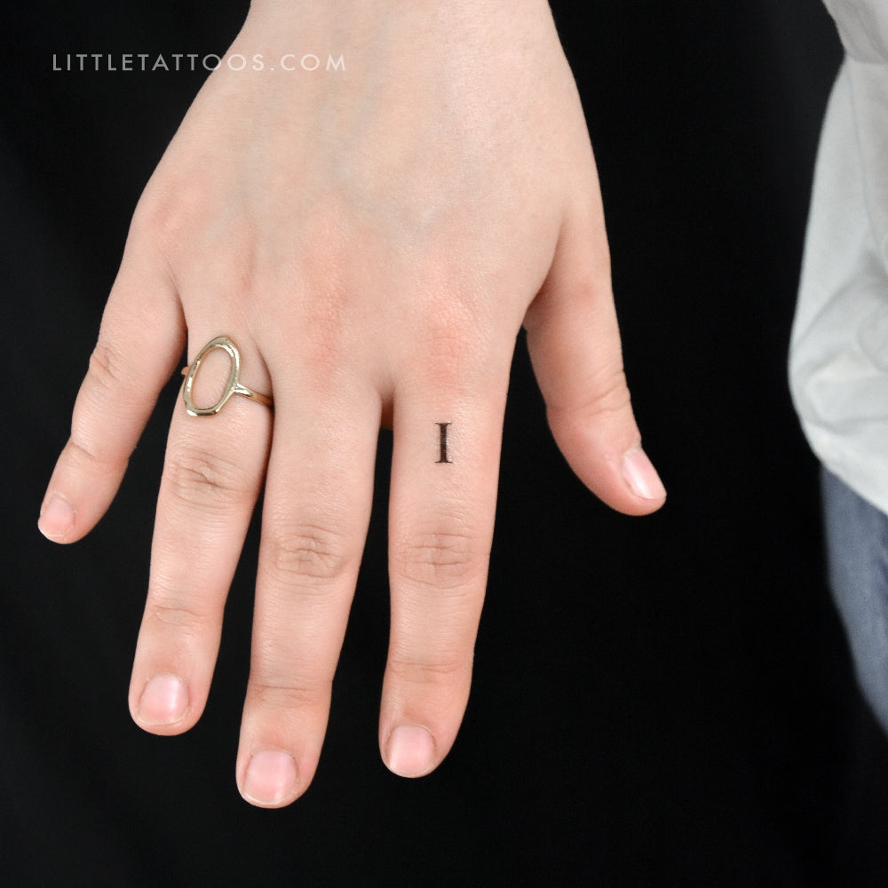 I Uppercase Serif Letter Temporary Tattoo - Set of 3