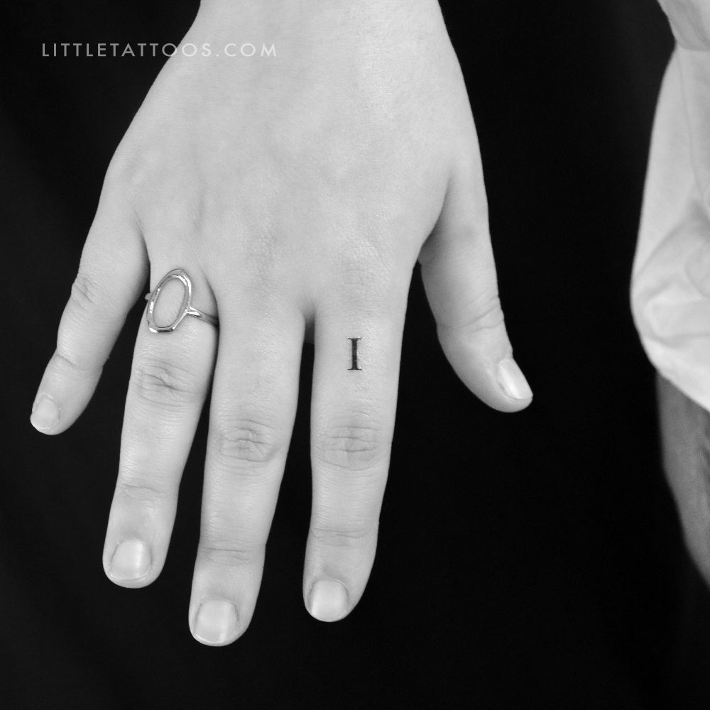 I Uppercase Serif Letter Temporary Tattoo - Set of 3