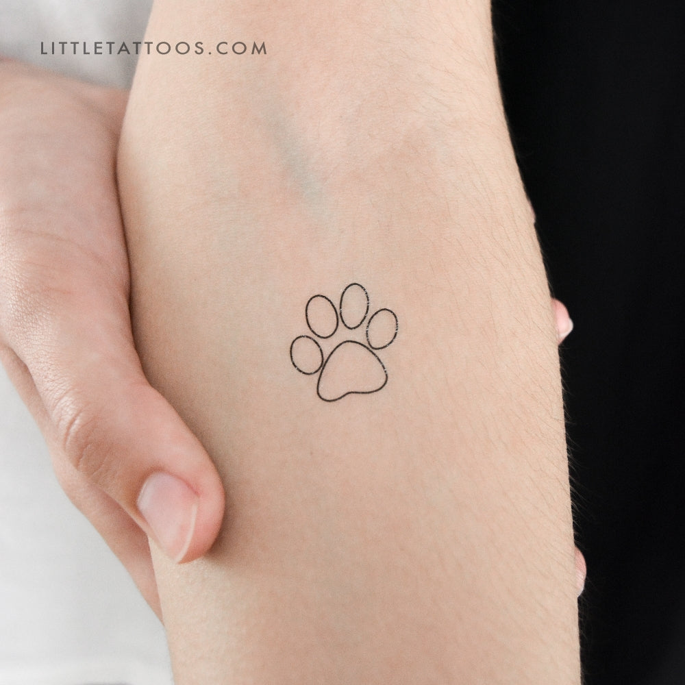 Dog Paw Outline Temporary Tattoo - Set of 3