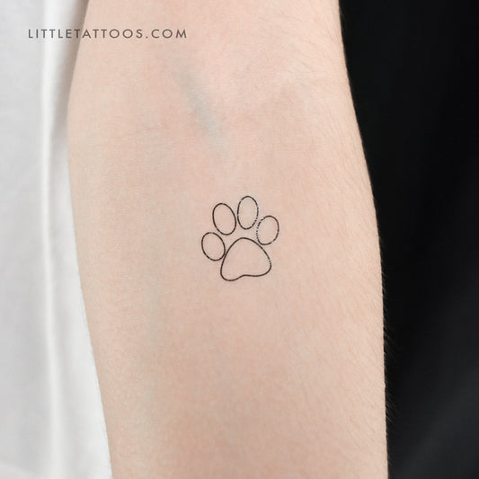 Tatuaje temporal de contorno de pata de perro (juego de 3)
