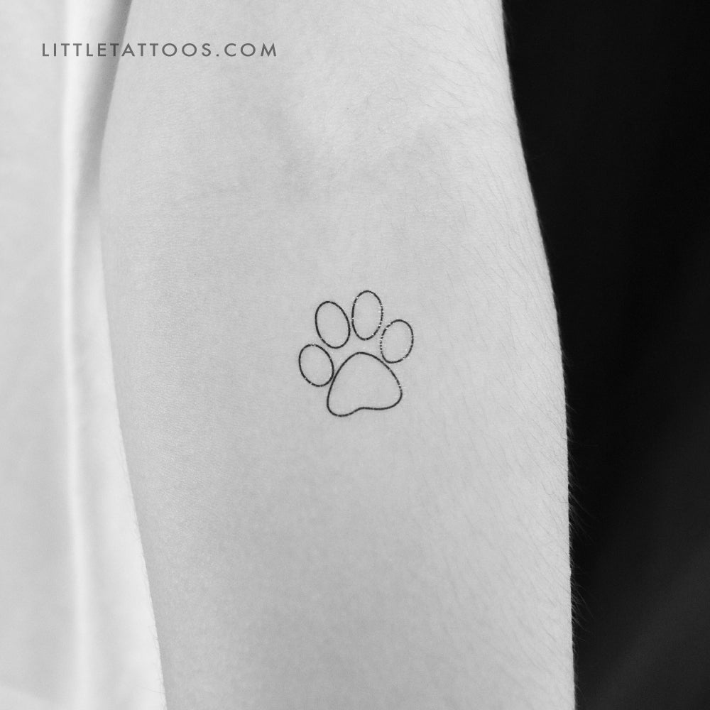Dog Paw Outline Temporary Tattoo - Set of 3