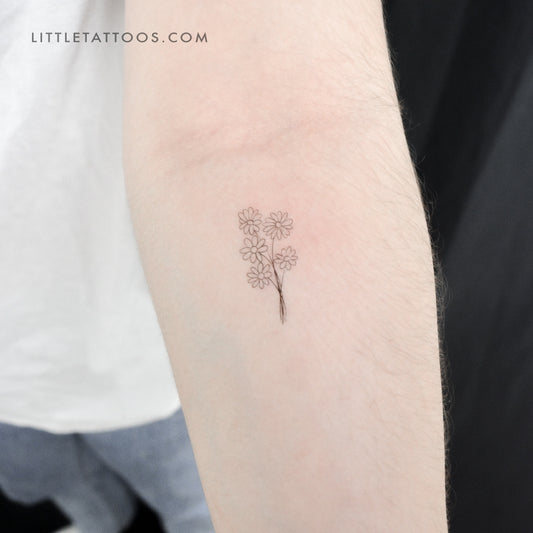 Small Daisy Bouquet Temporary Tattoo - Set of 3
