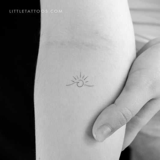 Tatuaje temporal de ola al atardecer - Juego de 3