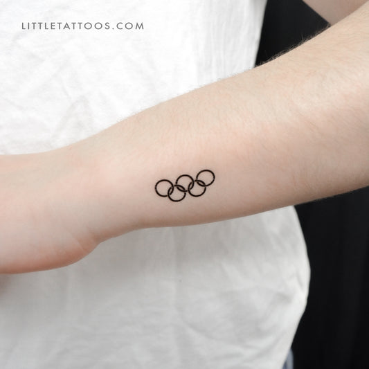 Black Olympic Rings Temporary Tattoo - Set of 3