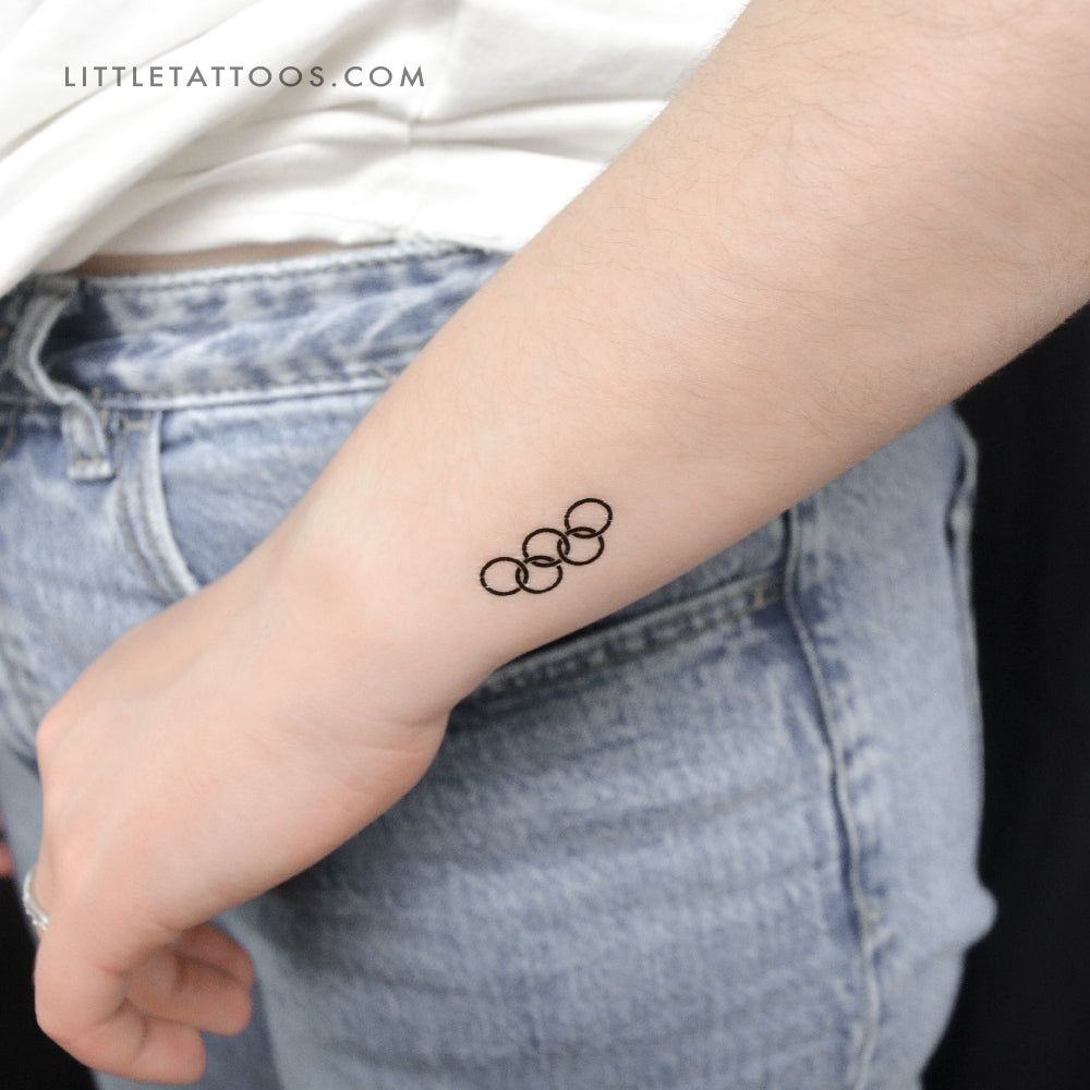 Black Olympic Rings Temporary Tattoo - Set of 3