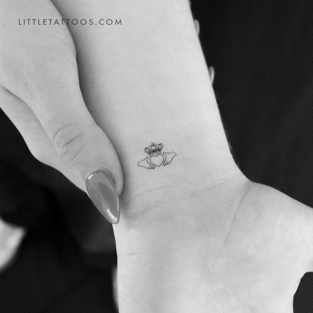Tiny Claddagh Temporary Tattoo - Set of 3