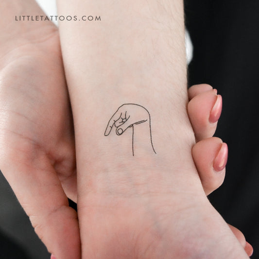 Sign Language Q Temporary Tattoo - Set of 3