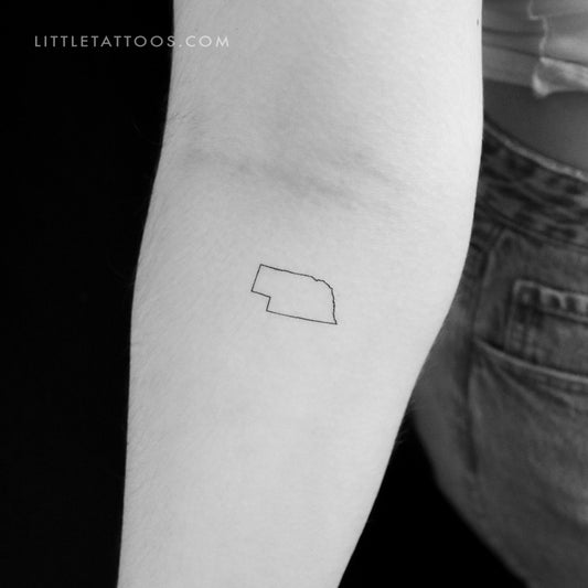 Nebraska Map Outline Temporary Tattoo - Set of 3