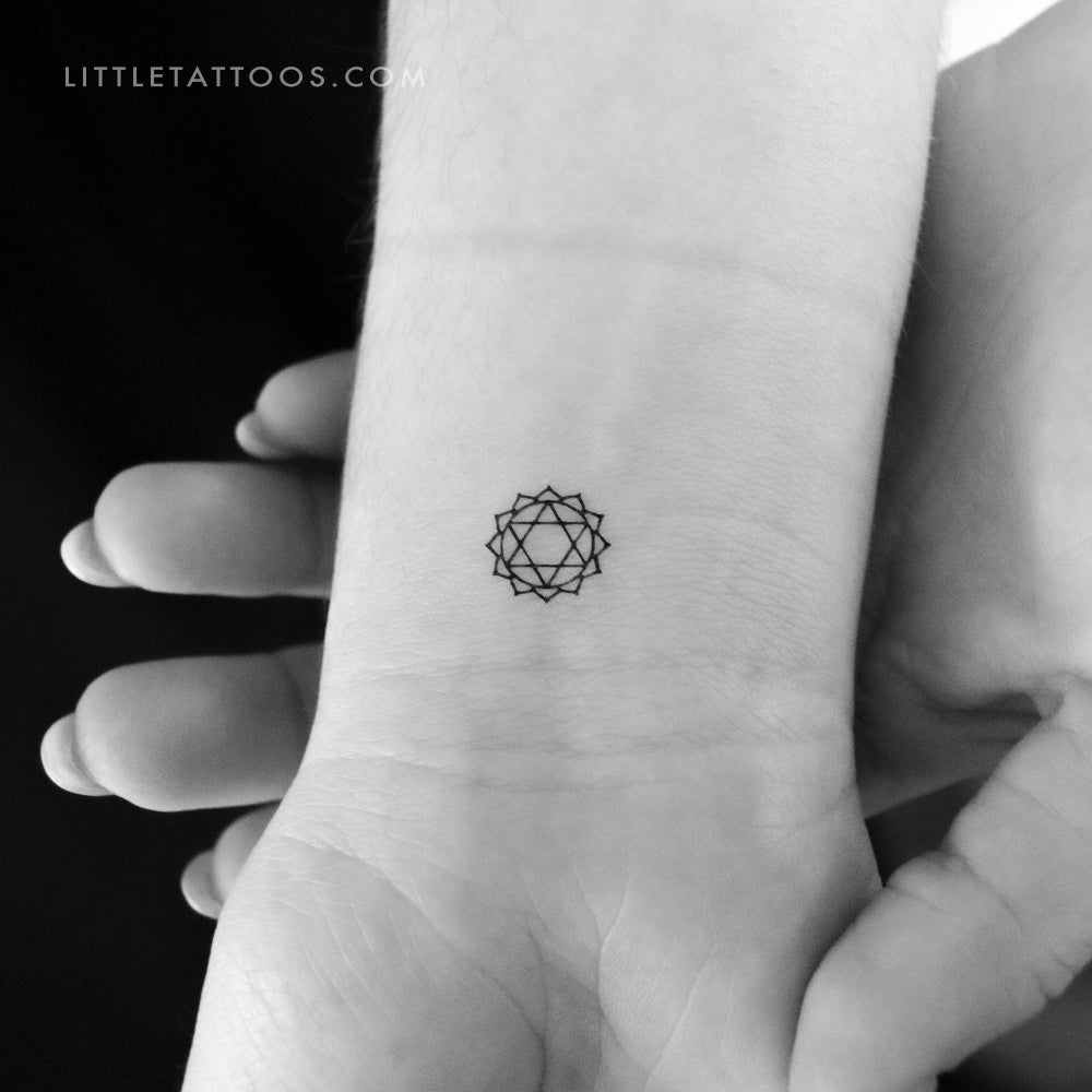 Tatuaje temporal pequeño del chakra Anahata (juego de 3)