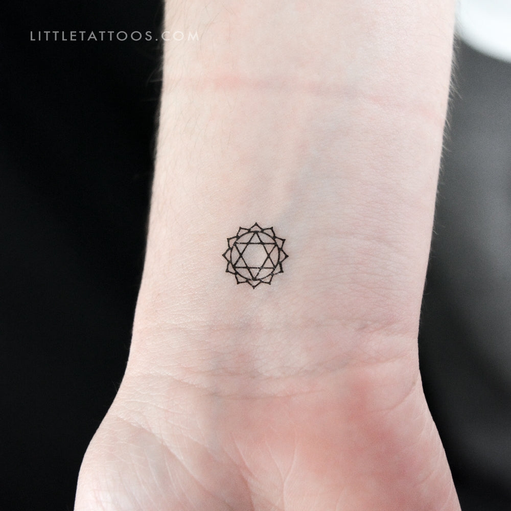 Tatuaje temporal pequeño del chakra Anahata (juego de 3)