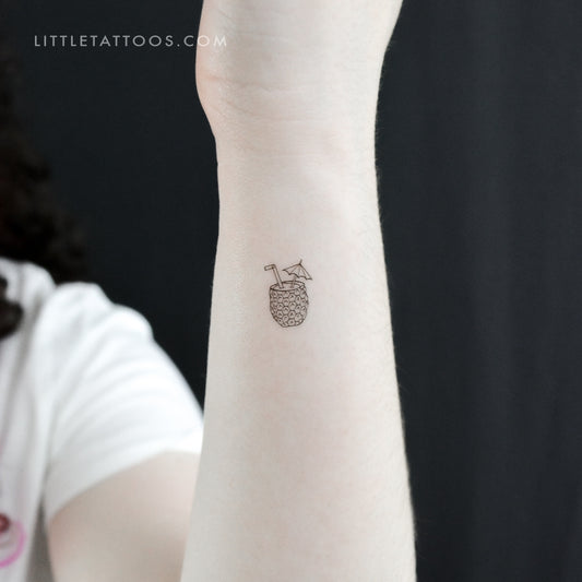 Tiny Piña Colada Temporary Tattoo - Set of 3