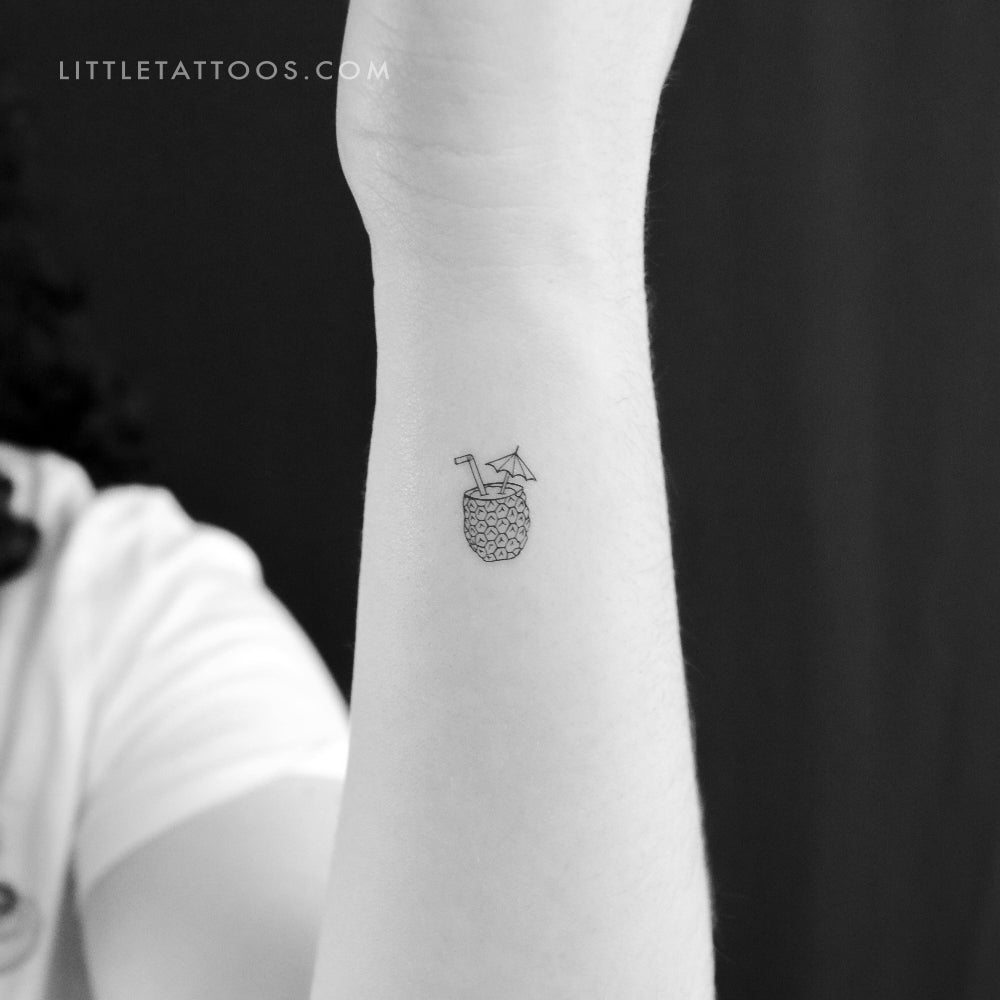 Tiny Piña Colada Temporary Tattoo - Set of 3