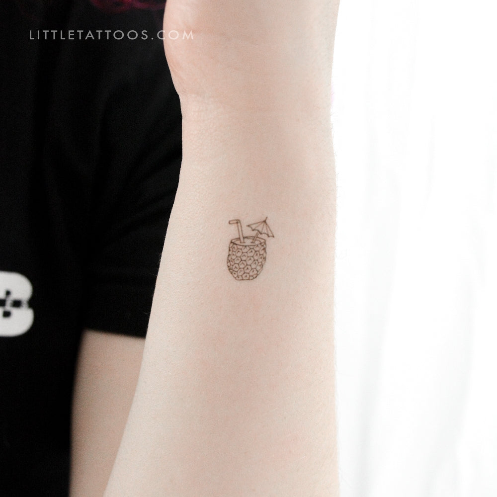 Tiny Piña Colada Temporary Tattoo - Set of 3