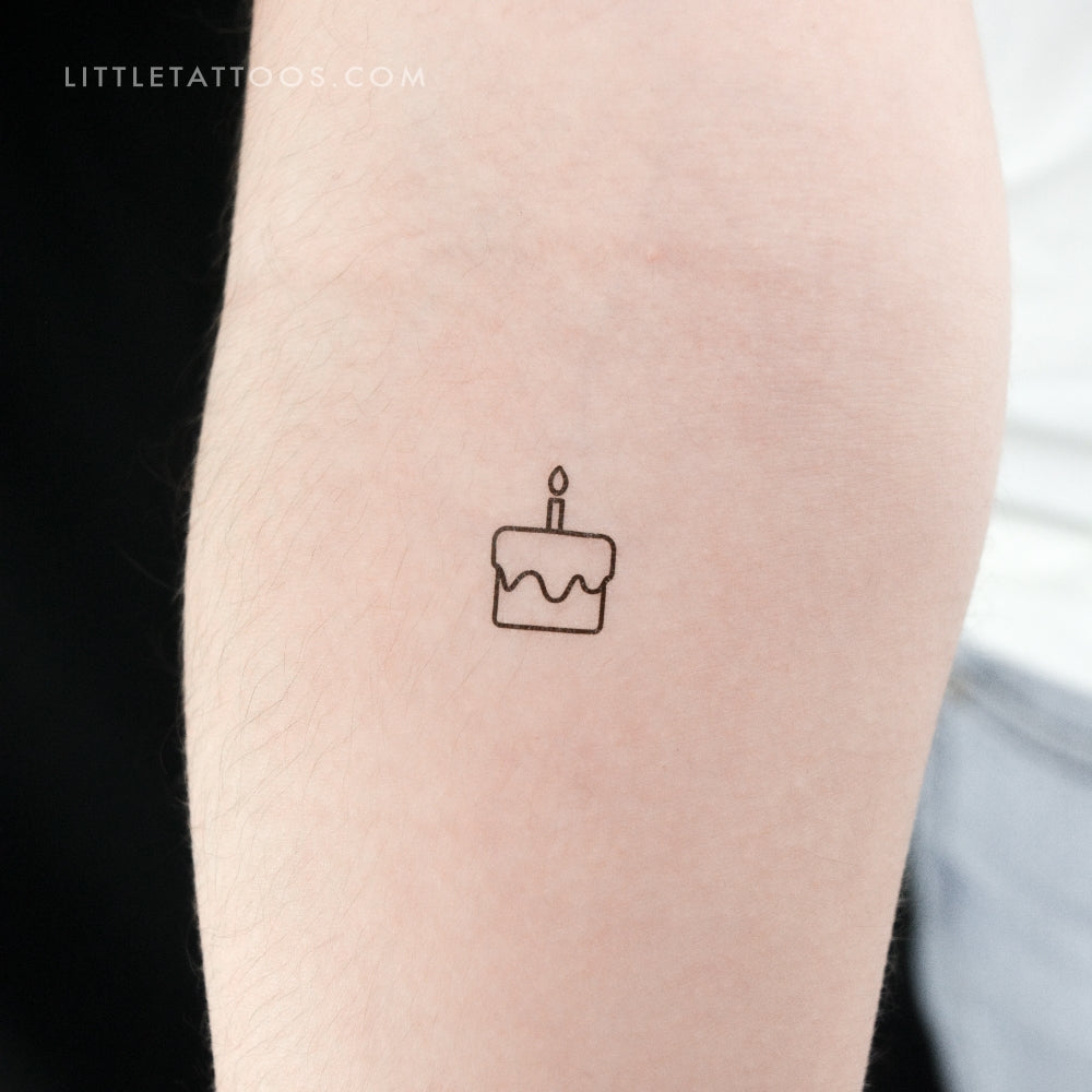 Tiny Birthday Cake Temporary Tattoo - Set of 3