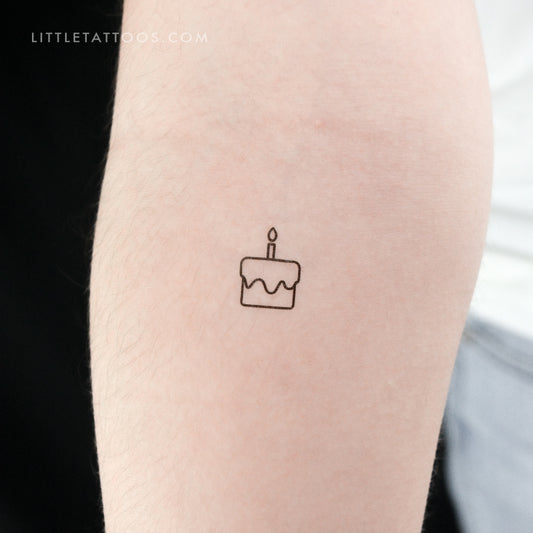 Tatuaje temporal de pastel de cumpleaños pequeño (juego de 3)