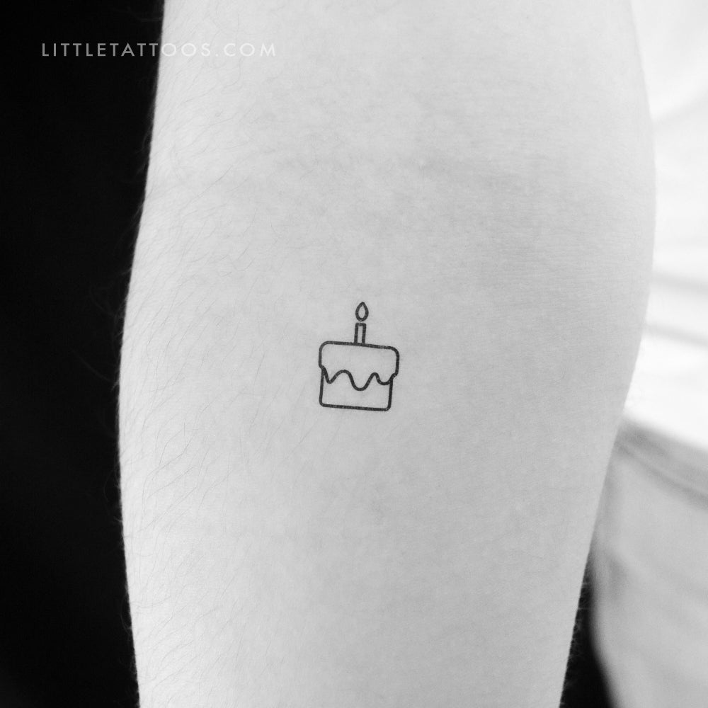 Tiny Birthday Cake Temporary Tattoo - Set of 3