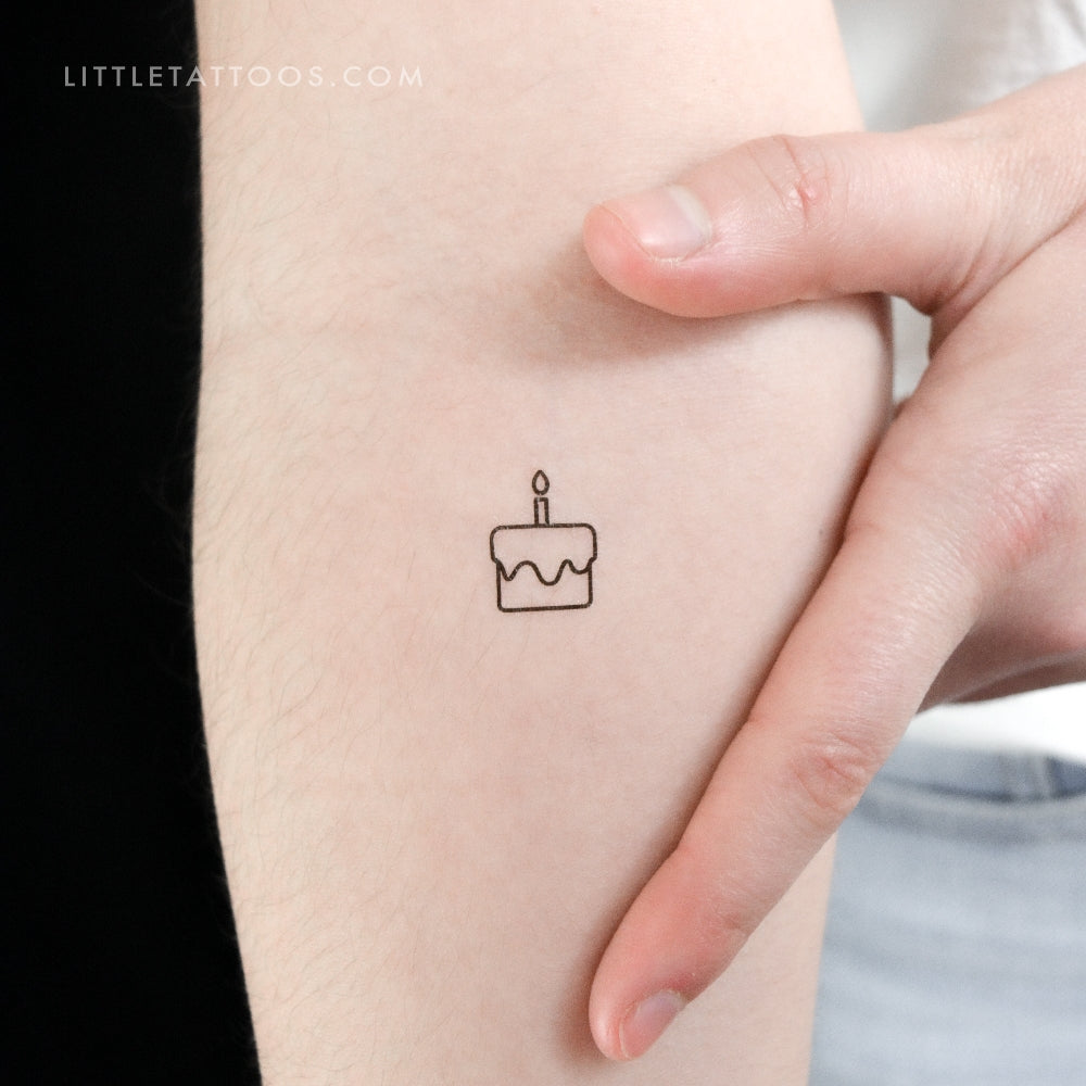 Tiny Birthday Cake Temporary Tattoo - Set of 3