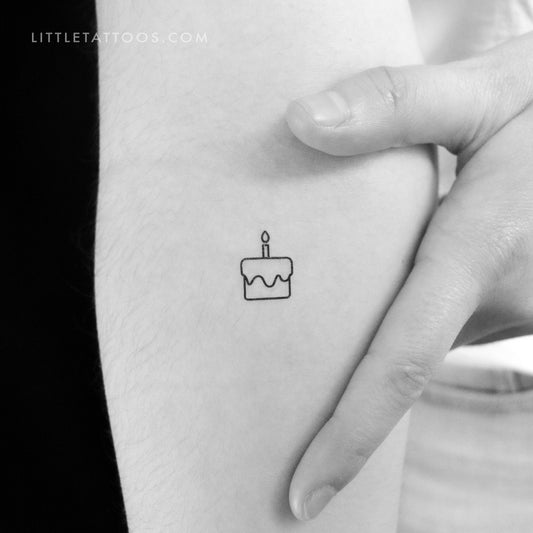 Tatuaje temporal de pastel de cumpleaños pequeño (juego de 3)