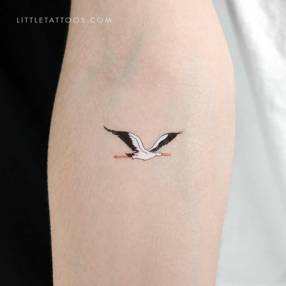 Tatuaje temporal de cigüeña voladora - Juego de 3