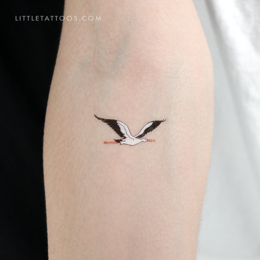 Tatuaje temporal de cigüeña voladora - Juego de 3