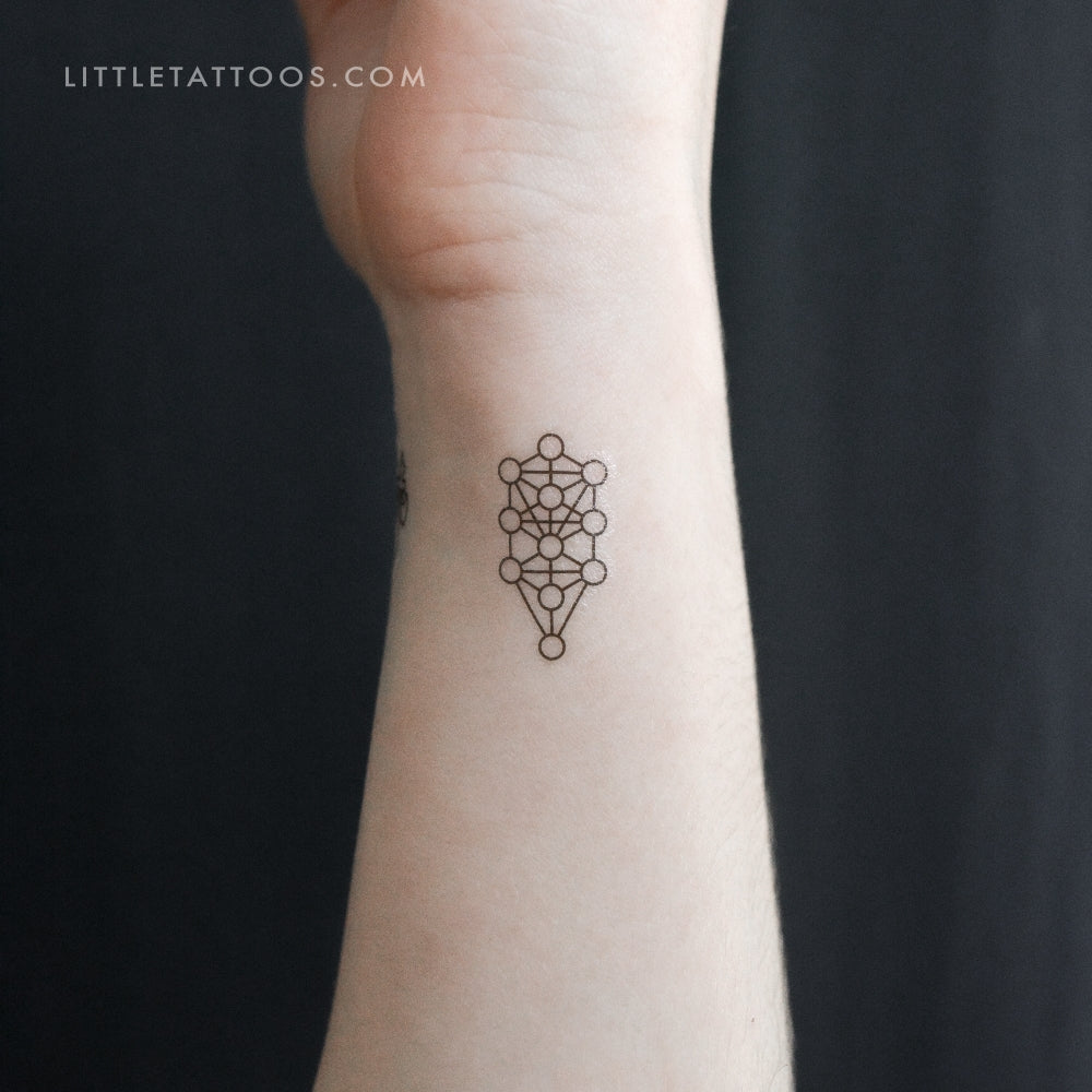 Small Kabbalah Tree Of Life Temporary Tattoo - Set of 3