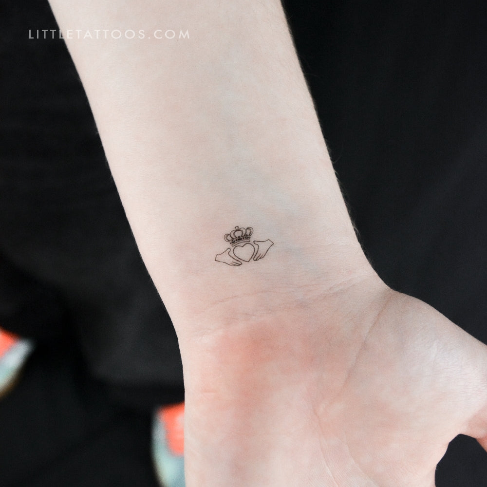 Tiny Claddagh Temporary Tattoo - Set of 3