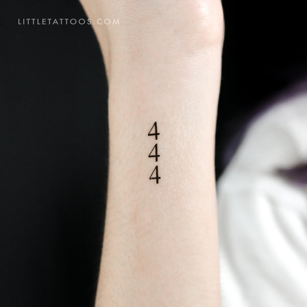 Small Vertical 444 Temporary Tattoo - Set of 3