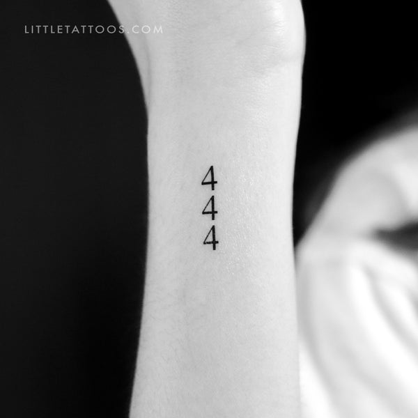 Small Vertical 444 Temporary Tattoo - Set of 3