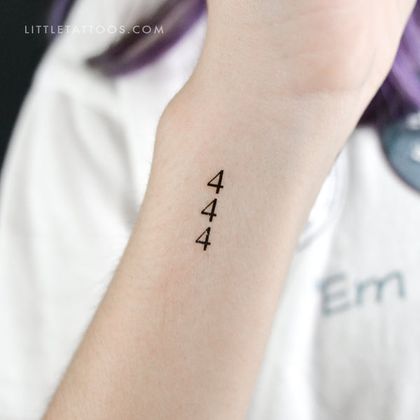 Small Vertical 444 Temporary Tattoo - Set of 3