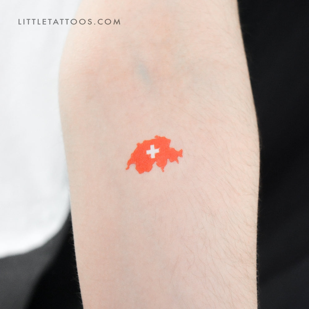 Switzerland Flag Map Temporary Tattoo - Set of 3