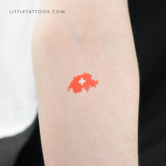 Switzerland Flag Map Temporary Tattoo - Set of 3