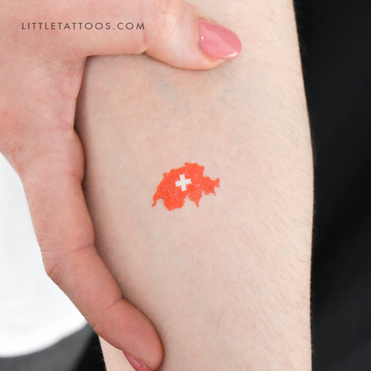 Switzerland Flag Map Temporary Tattoo - Set of 3