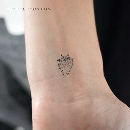 Tiny Strawberry Temporary Tattoo - Set of 3