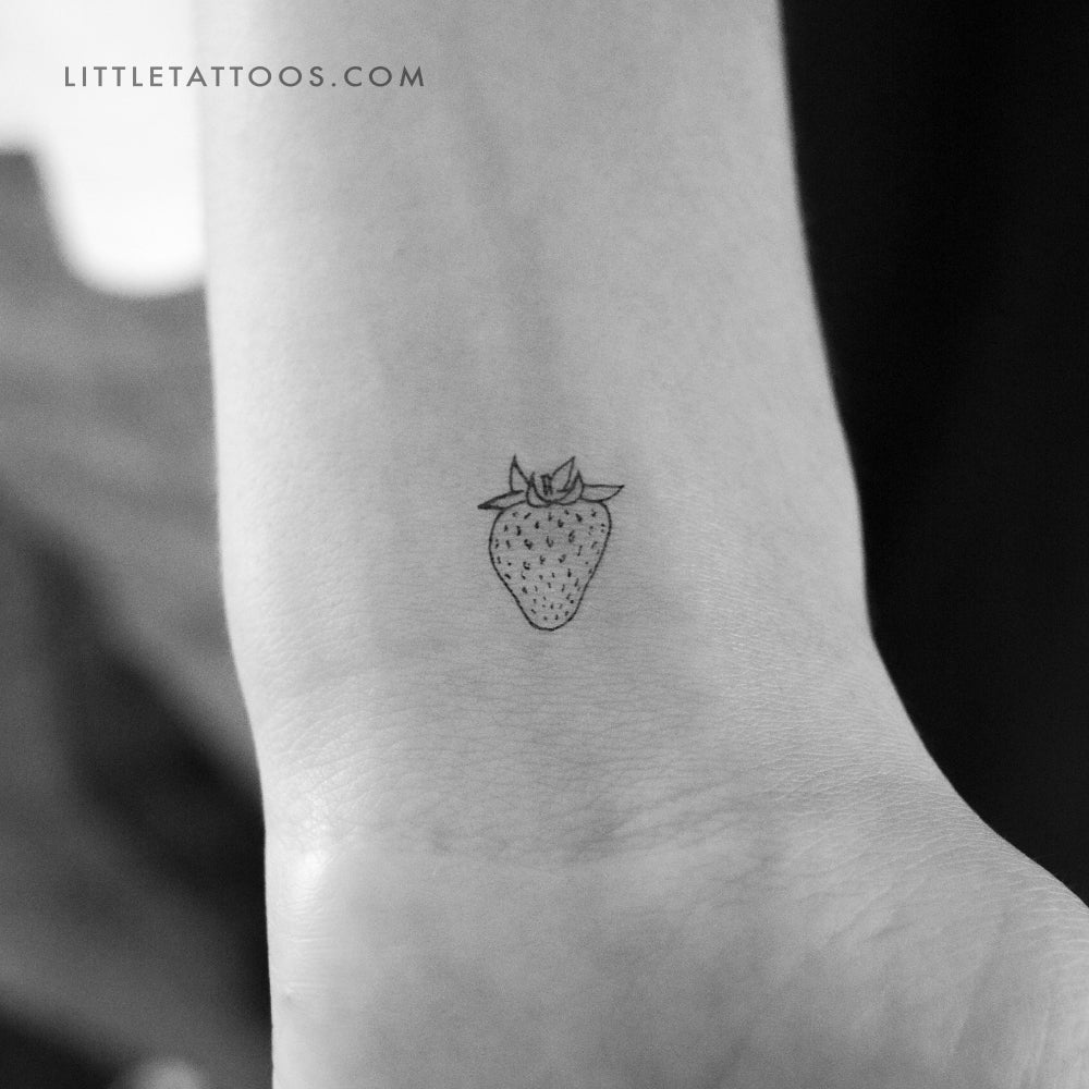 Tiny Strawberry Temporary Tattoo - Set of 3